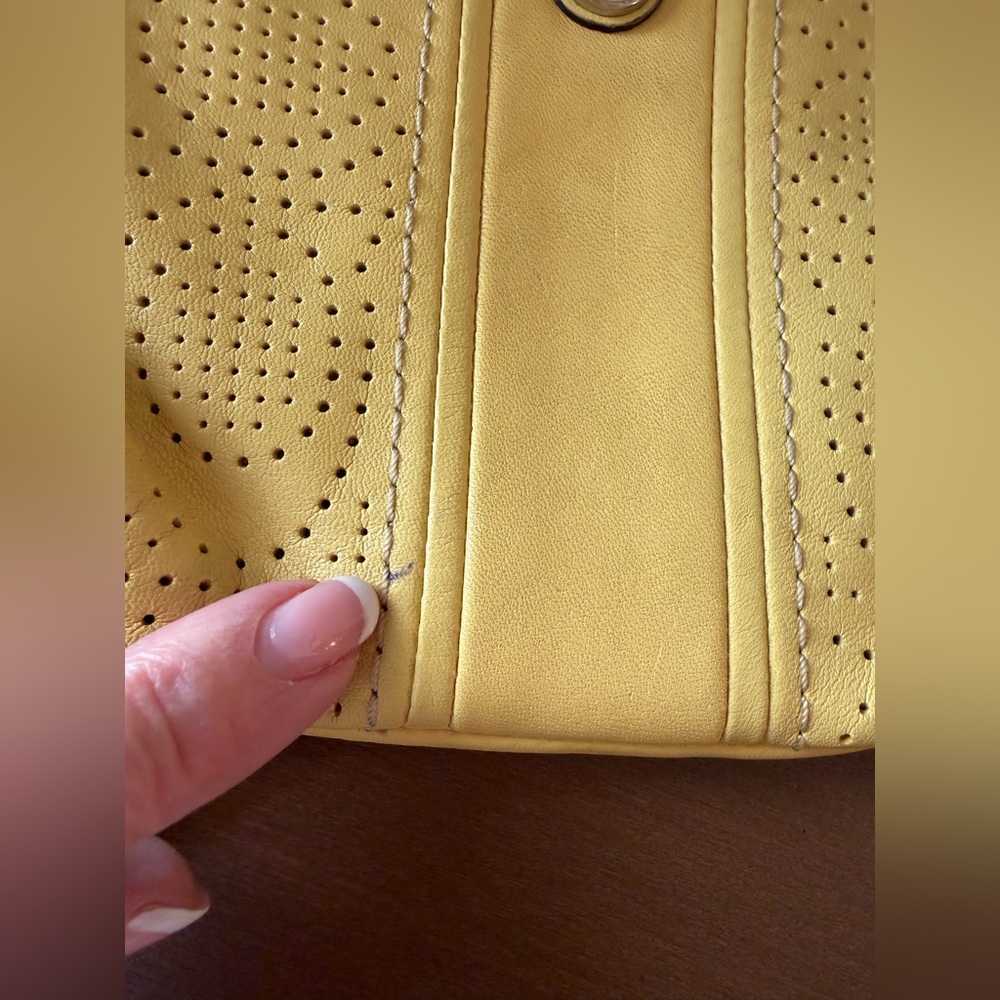 Adorable Coach Yellow Perforated Leather Wristlet - Picture 5 of 9